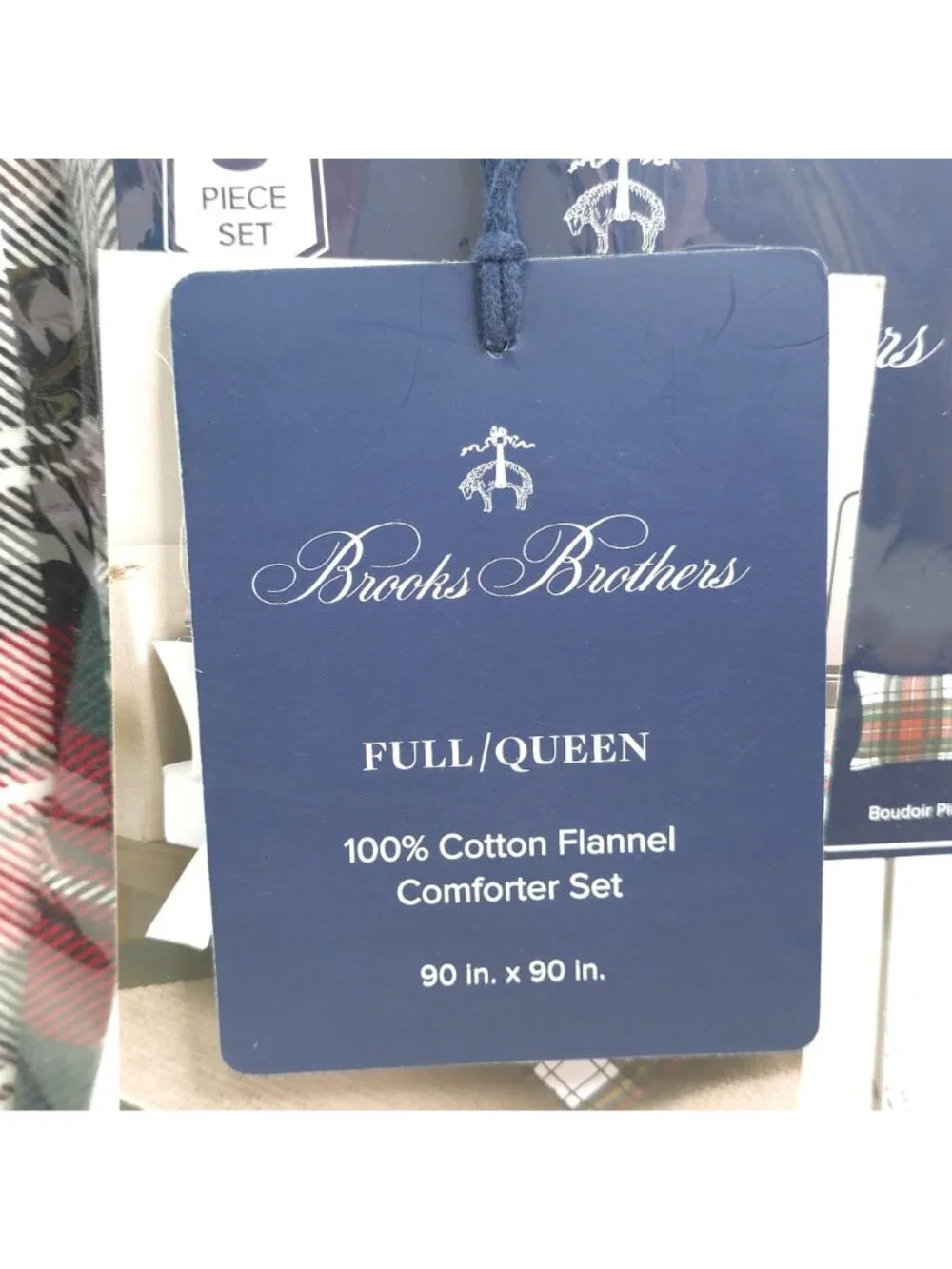 Brooks Brothers Queen 5pack Cotton Flannel Comforter Set with Decorative Pillows